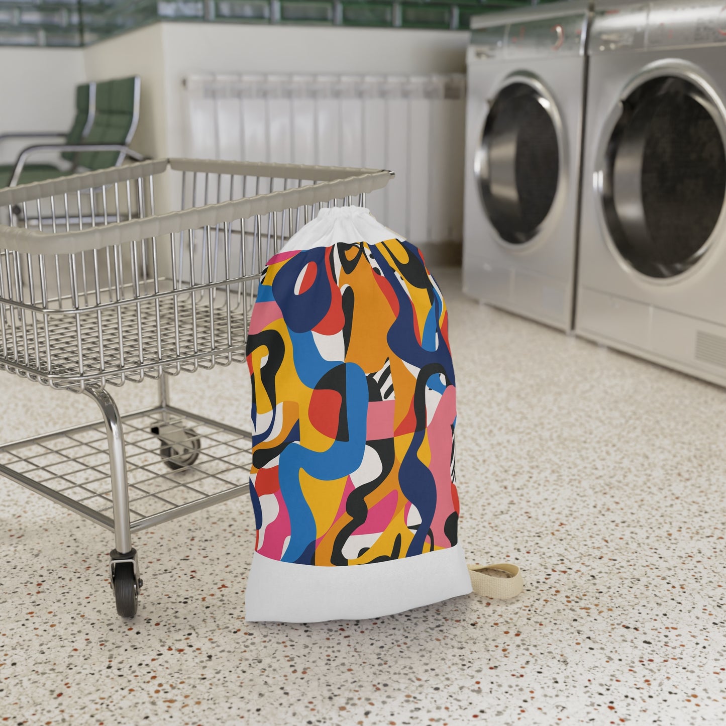 "Vibrant Abstract Laundry Bag - Modern seamless pattern in bold, bright colors for stylish laundry organization"