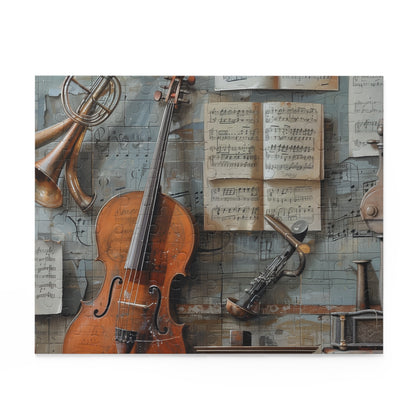 "Musical Mix Puzzle - Vibrant music notes and instruments jigsaw puzzle for music lovers and enthusiasts"