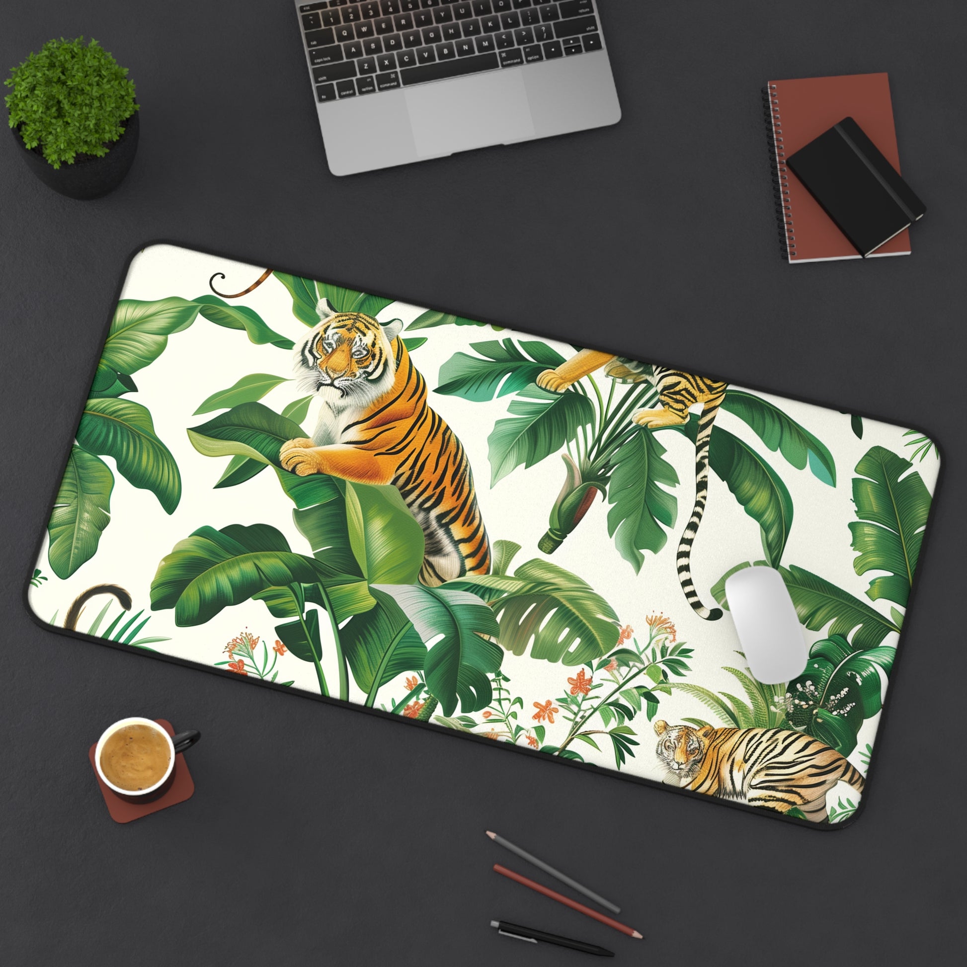 Tiger Jungle Safari Desk Mat | Desk Mat | Accessories, Back-to-School, Desk, Fall Bestsellers, Home & Living, Mouse pad, Mouse Pads, Mousepad, Seasonal Picks, Stationery, TikTok | Prints with Passion