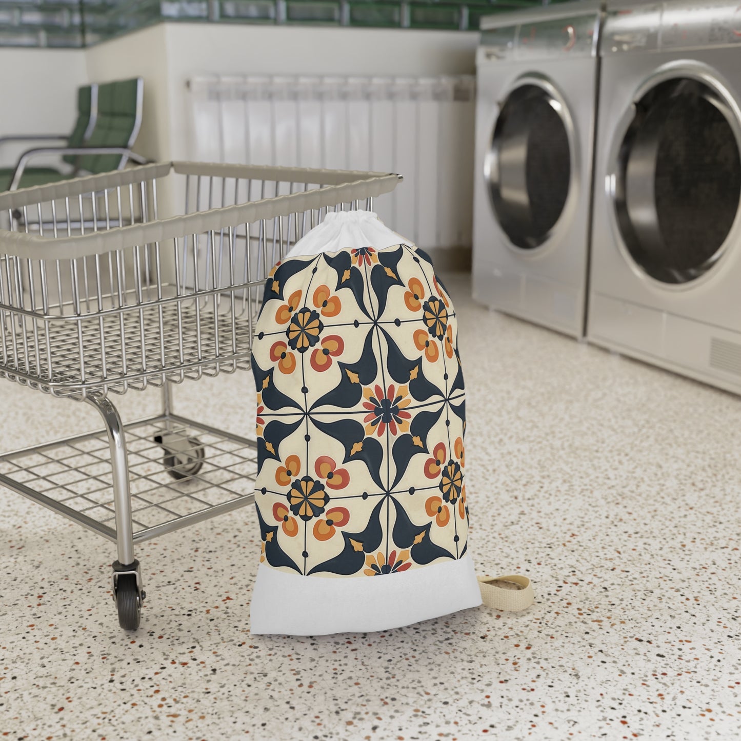 "Stylish Artisan Tiles seamless pattern laundry bag for chic laundry routine"