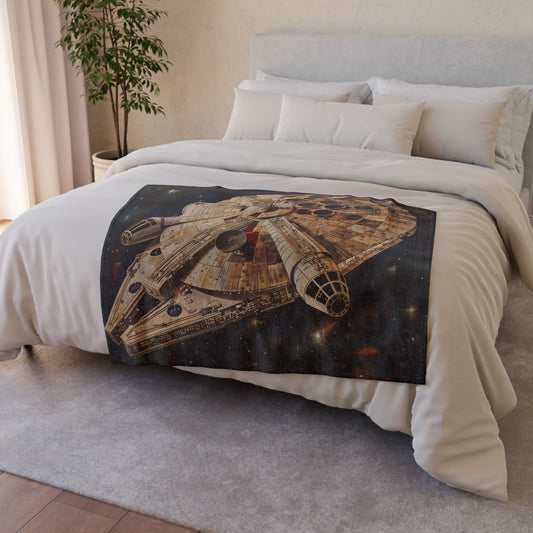 this blanket is perfect for snuggling up while watching your favorite space adventure movie. Whether you're a fan of the Rebellion or the Empire