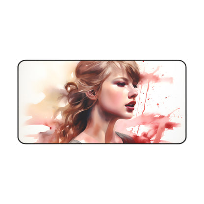 "Taylor Swift-inspired watercolor desk mat for stylish organization"