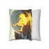 Crumbling Planet Leaking Golden Lava (Edition II) — 40×40 Cushion Cover — Sofa & Living Room Lifestyle View
