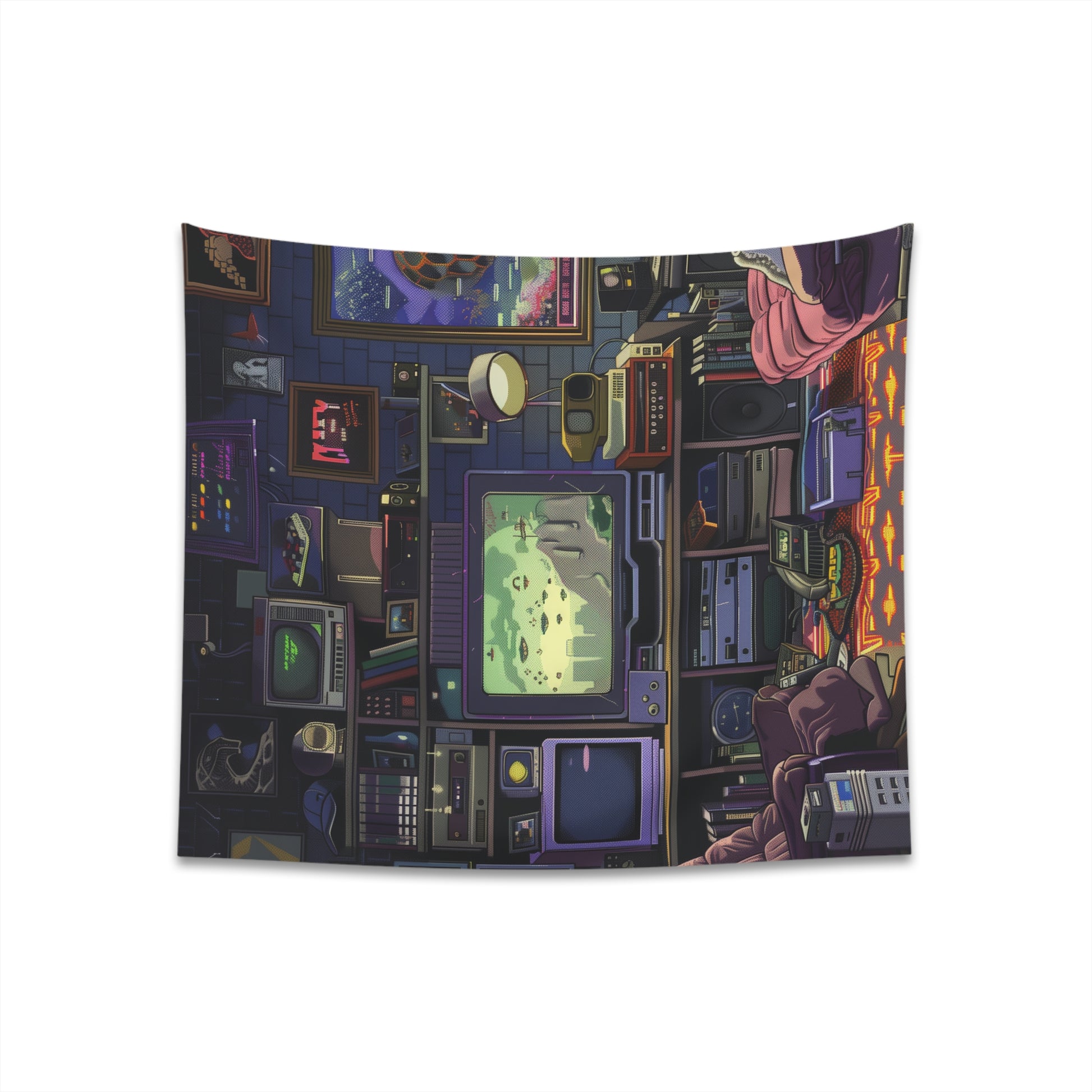 "Retro Gaming Tapestry - 8-Bit Pixel Perfect Decor for Gamers - High-Quality Material - Great Gift Idea - Sizes Available: 34" x 40" and 57" x 57""