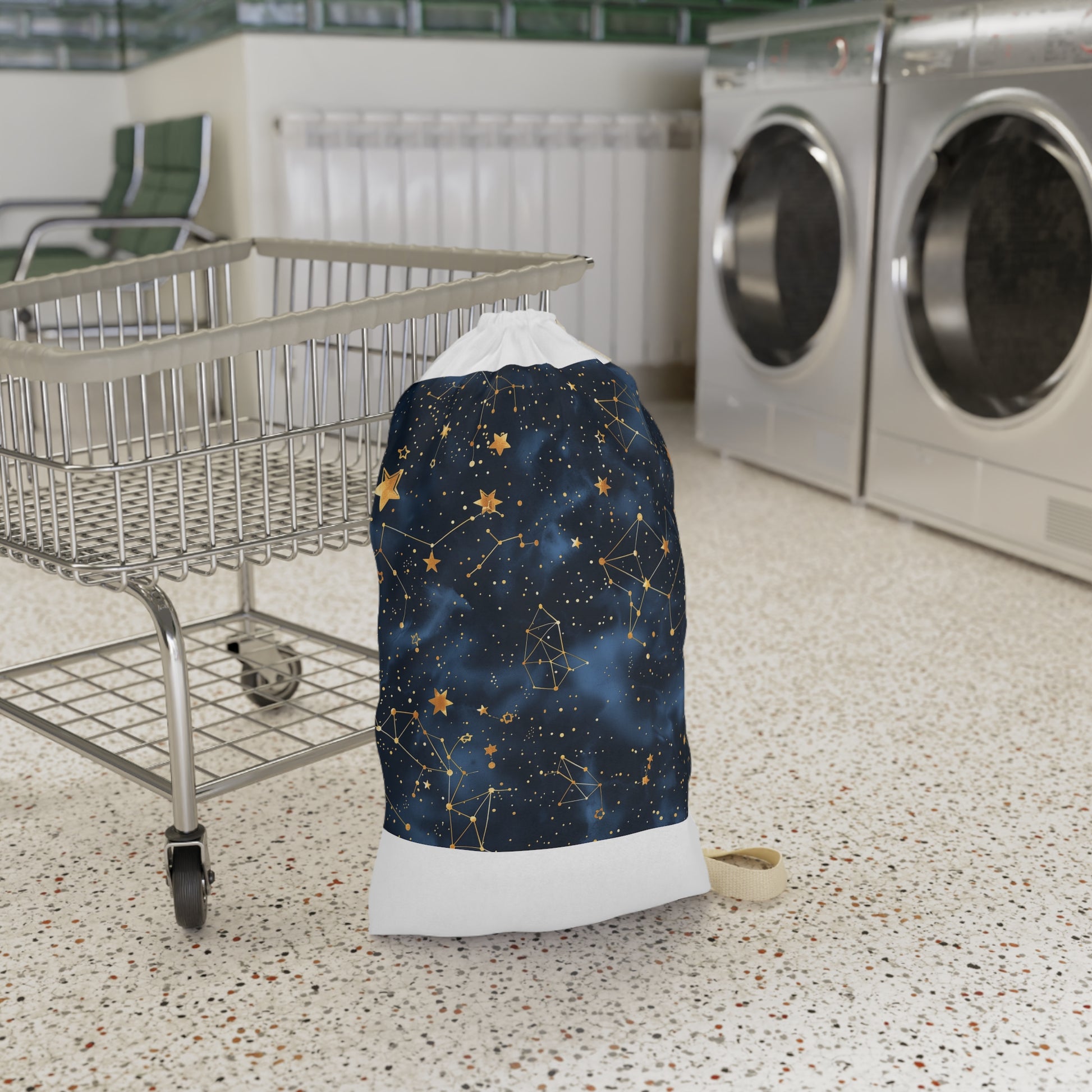 "Starry Night laundry bag with Constellation Stars pattern - stylish and practical storage solution"