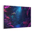 Neon Lit Jungle with Glowing Fauna — Canvas Wall Art — Side Profile & Stretched Corner Detail