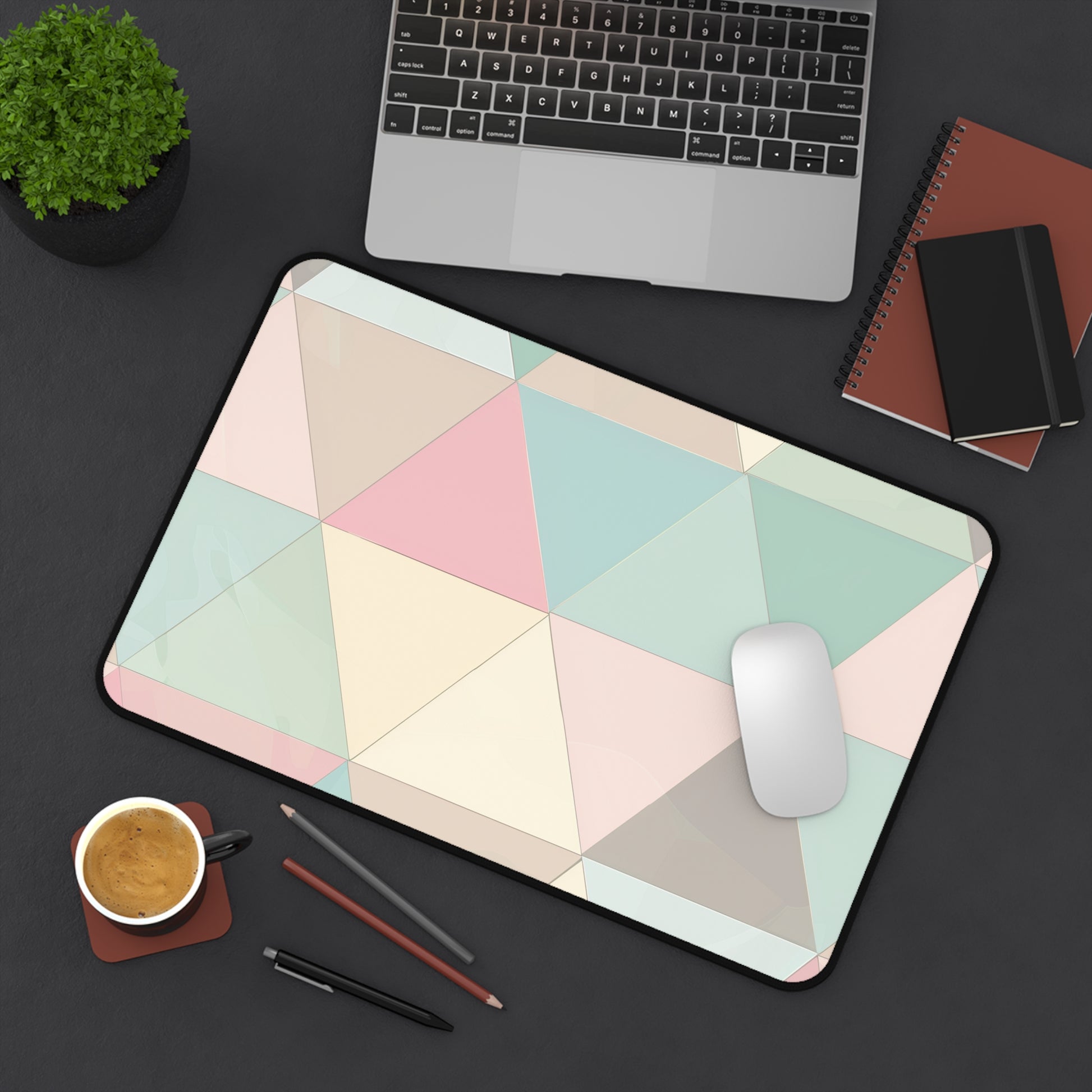 "Stylish Chic Pastel Geometric Desk Mat for Workspace Transformation"