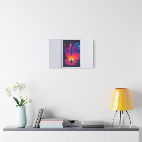Epic Retro Sci-Fi Space Opera Nebula — Canvas Wall Art — Kiln-Dried Pine Frame & Ready-to-Hang Back View