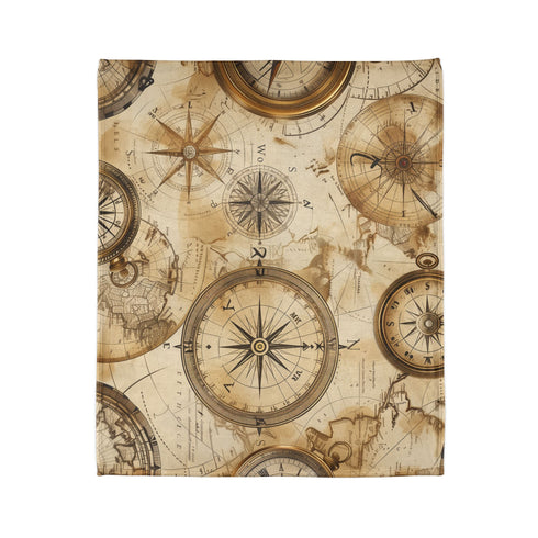 Vintage Cartography Explorer Maps Seamless Plush Fleece Throw Blanket - View 7 | Prints With Passion
