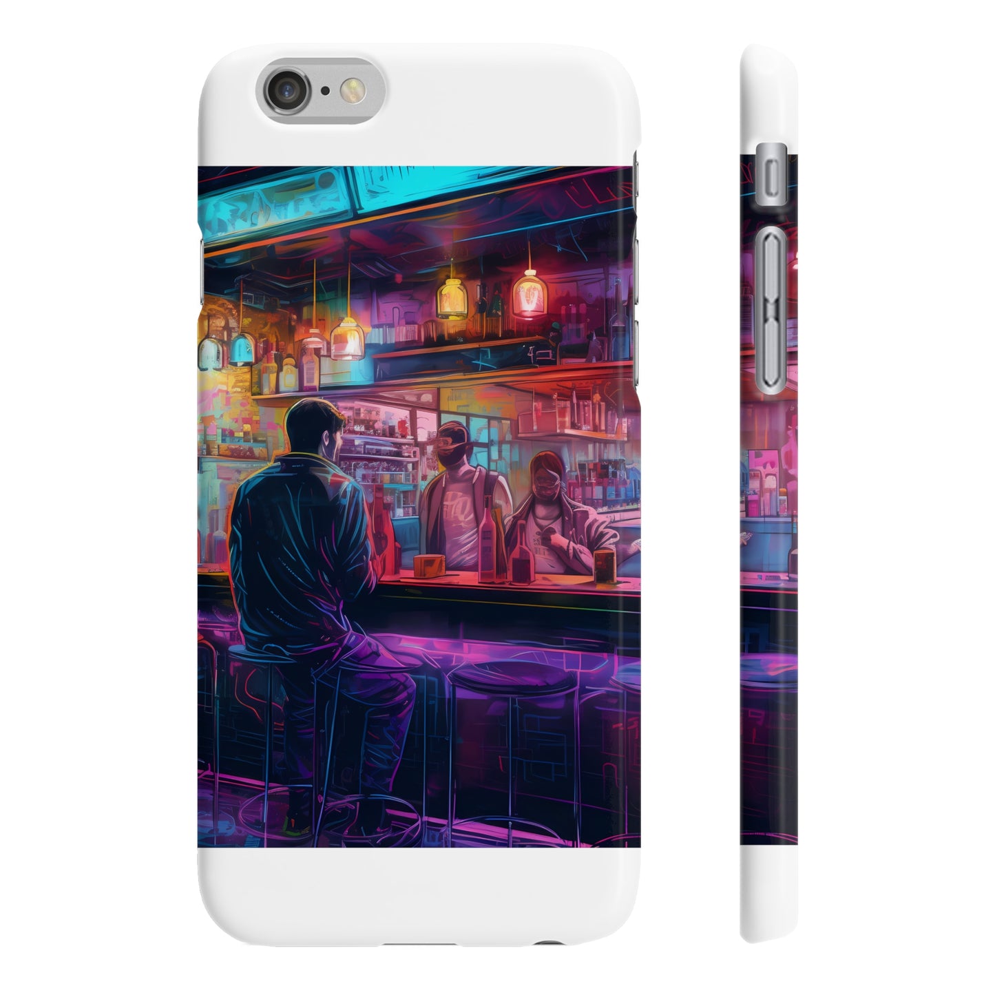 Neon Nights: Watercolor Bar Scene Phone Case