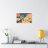 Astronaut Planting Flag on Strange Planet Stretched Canvas Wall Art