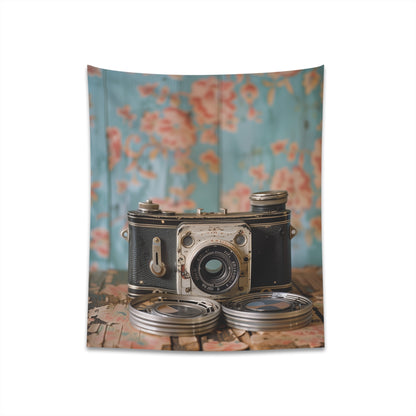 Vintage Camera Tapestry: Nostalgic Art for Photography Enthusiasts - High-Quality, Comfortable, Stylish, and Perfect for All Seasons - Makes a Great Gift - Available in 34" x 40" and 57" x 57" - Shop Now!