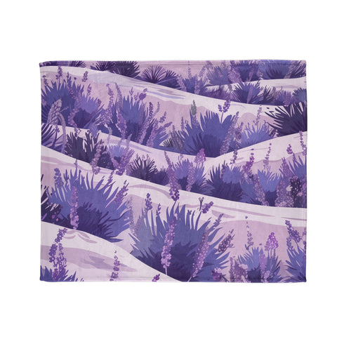 Provence Lavender Botanical Fields Seamless Plush Fleece Throw Blanket - View 2 | Prints With Passion