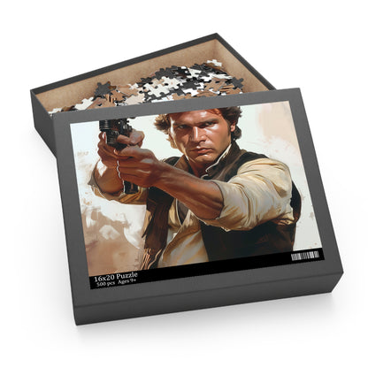 "Get ready for an adventure with Han Solo Star Wars jigsaw puzzle, perfect for fans of all ages!"