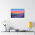 Neon Horizon Splitting Day and Night Stretched Canvas Wall Art