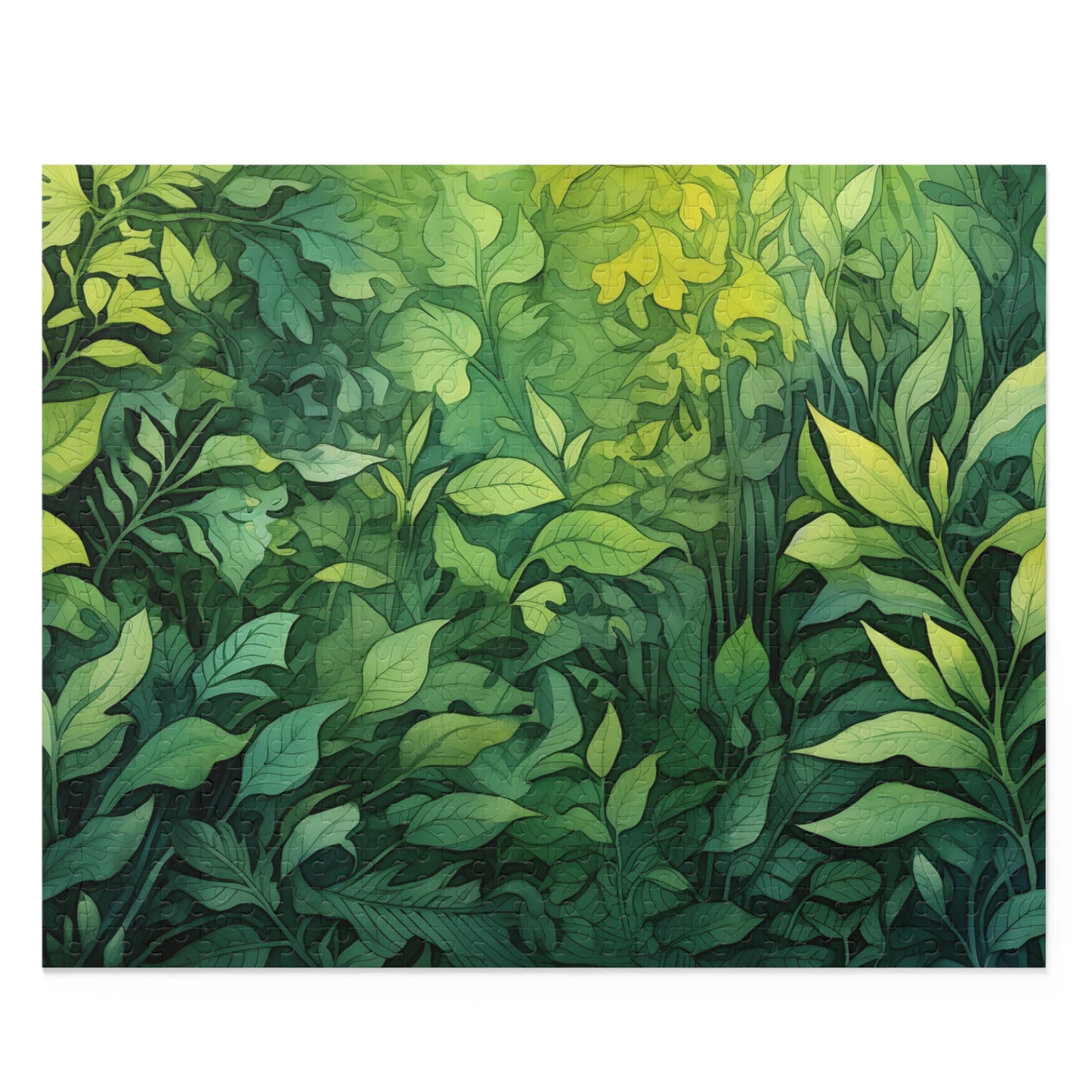 "Summer foliage texture wonderland jigsaw puzzle with vibrant watercolor detail"