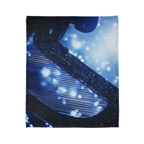 Robotic Harp Playing Stardust Music Plush Fleece Throw Blanket