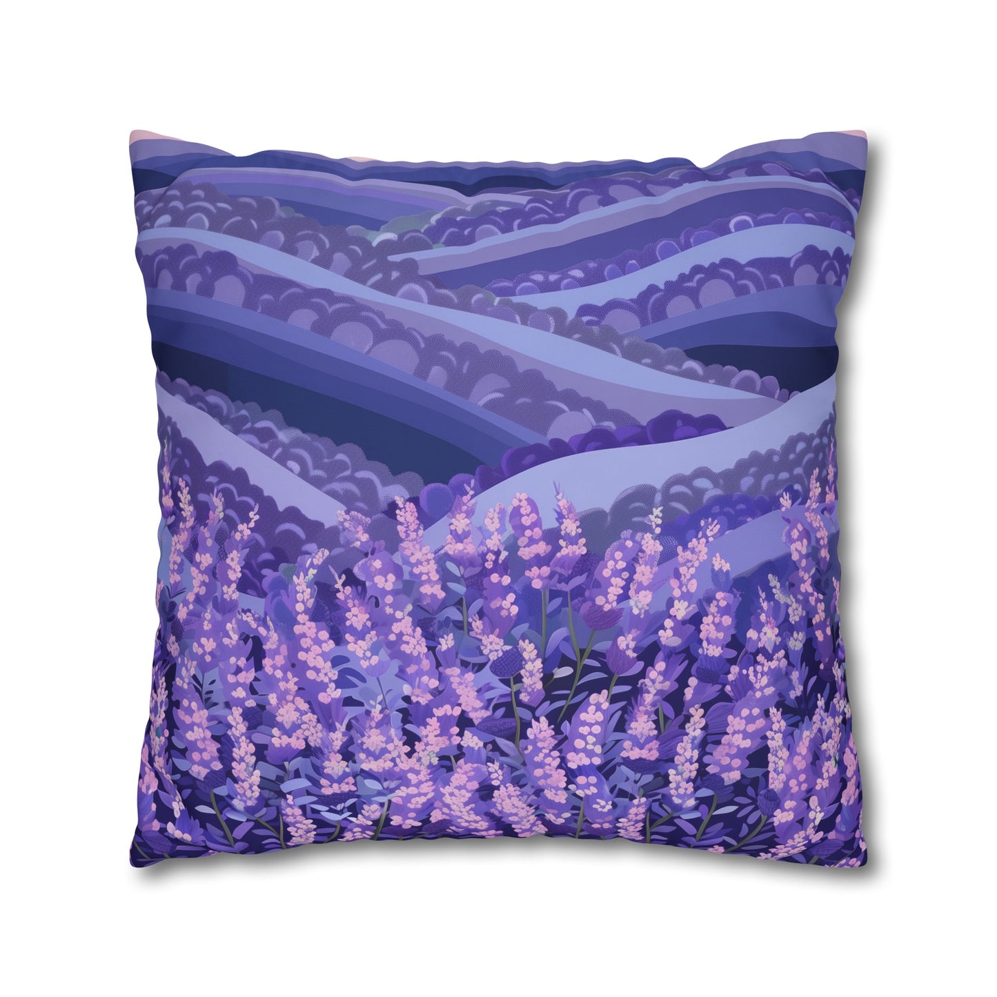 "Transform your bedroom with our Lavender Fields pillow case - vibrant lavender flowers for a peaceful dreamland"