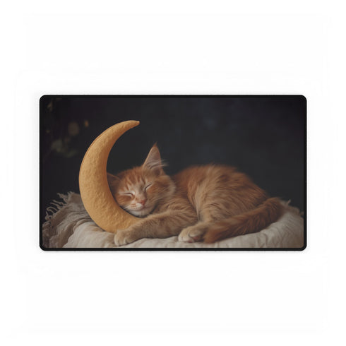 Celestial Cat Sleeping on Crescent Moon XXL Extended Desk Mat – Prints With Passion (View 2)