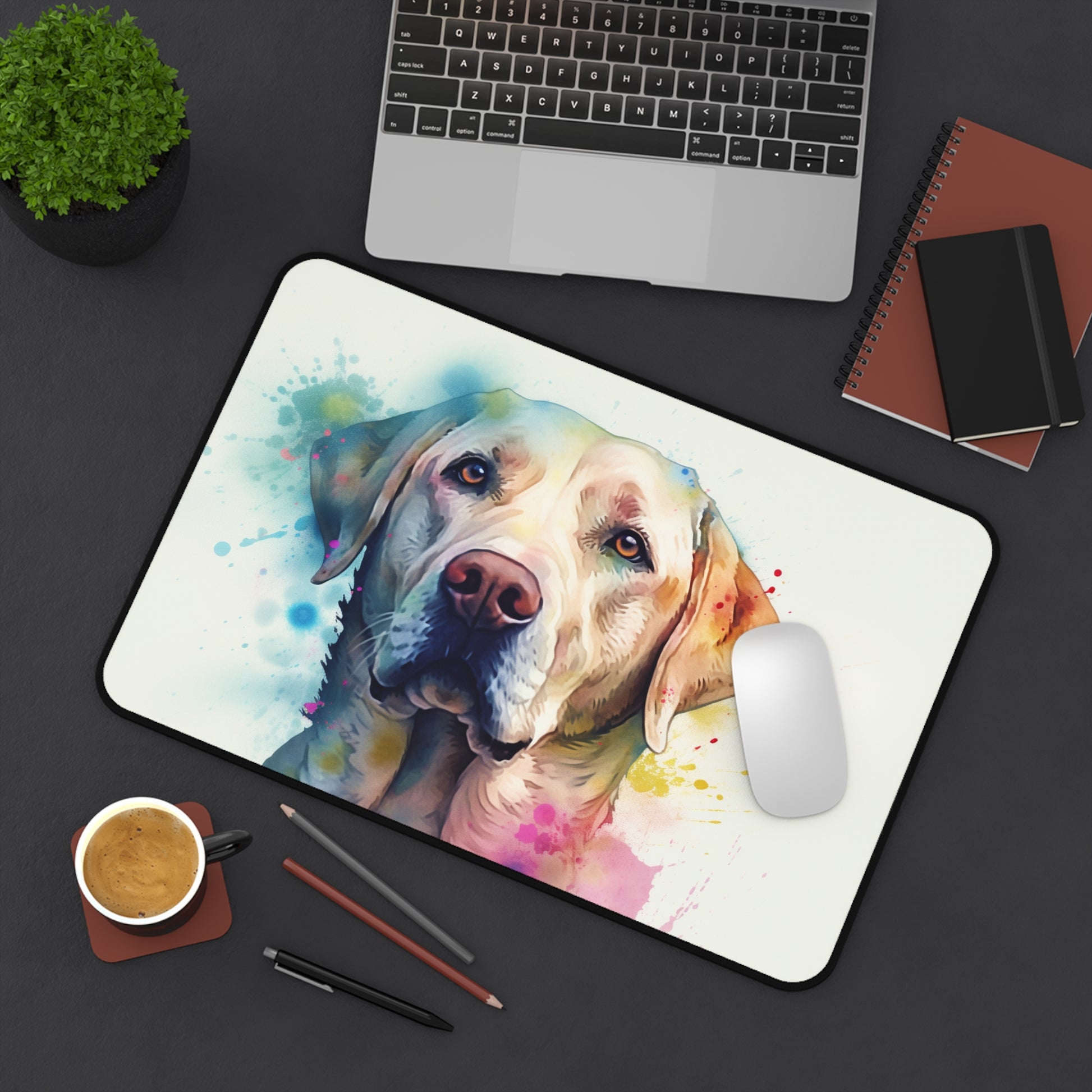 Labrador Love Desk Mat - A vibrant and playful addition to your workspace for dog lovers.