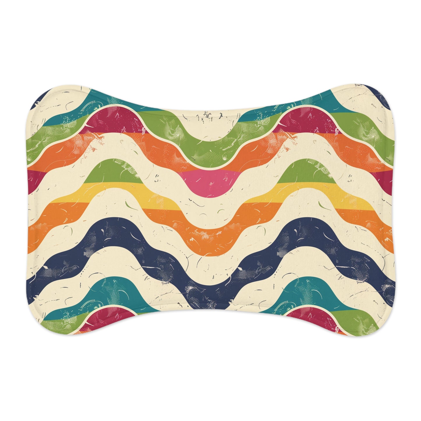 Retro Wave Pet Feeding Mat: Vibrant, Seamless, Stylish