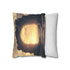 Portal Opening Above Ancient Ruins (Edition II) — 40×40 Cushion Cover — Sofa & Living Room Lifestyle View