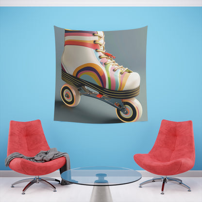 Skate Away: A Retro Tapestry | Wall Tapestry | All Over Print, AOP, Decor, Halloween, Home & Living, Home Decor, Indoor, Spring Essentials, Sublimation, Tapestry | Prints with Passion