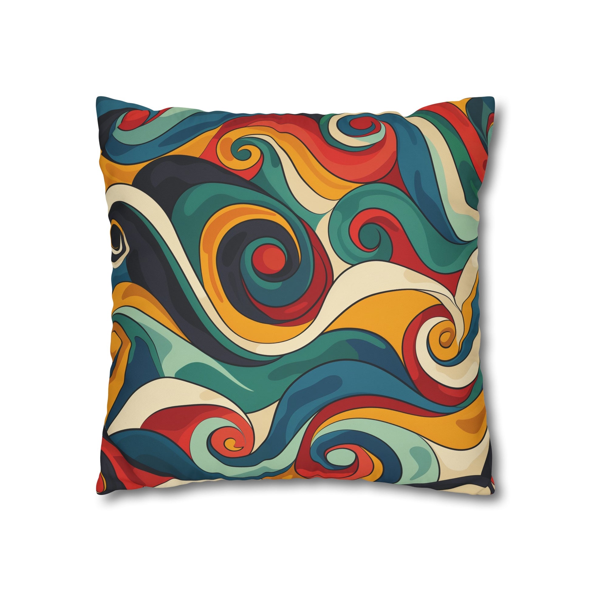 "Transform your bedroom with our Vintage Vibes Pillowcase - Retro Waves design in vibrant colors for a retro-chic touch to your décor"