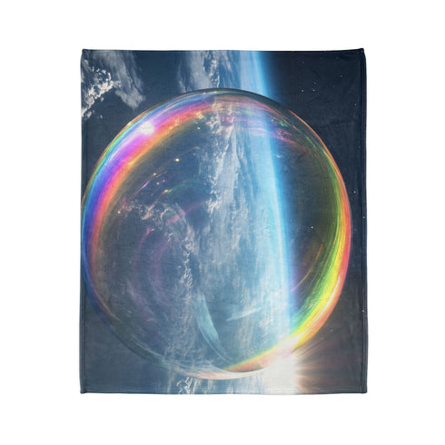 Dream Bubble Drifting over the Earthsola Plush Fleece Throw Blanket