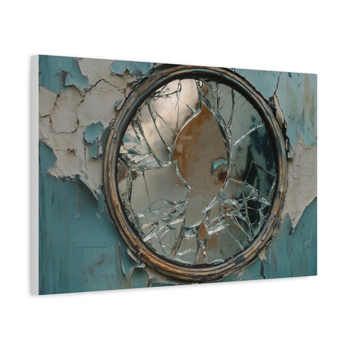 Fractured Portal in Cracked Mirror — Canvas Wall Art — Side Profile & Stretched Corner Detail