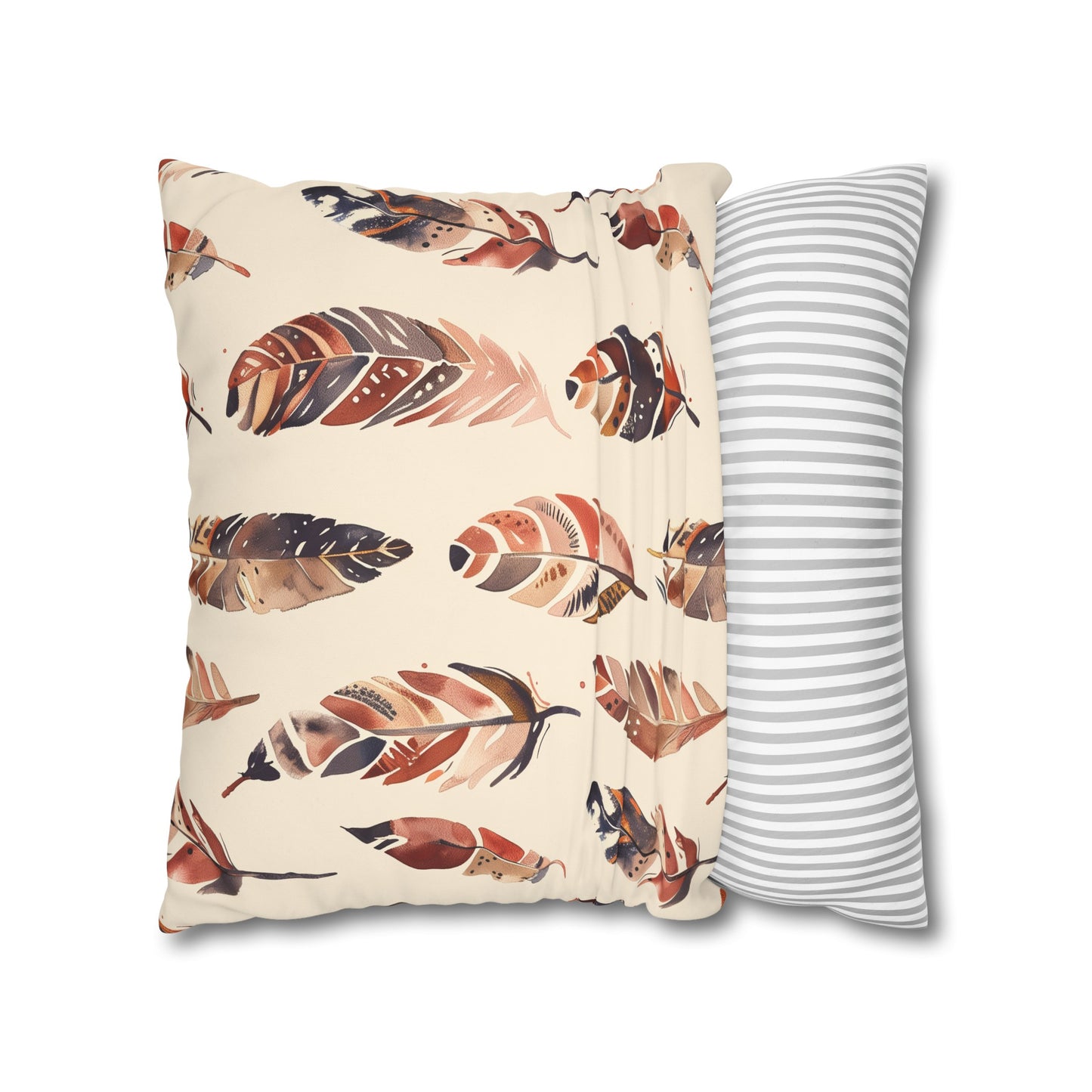 "Boho Feathers Pillowcase - Cozy and whimsical bedroom decor with seamless pattern"