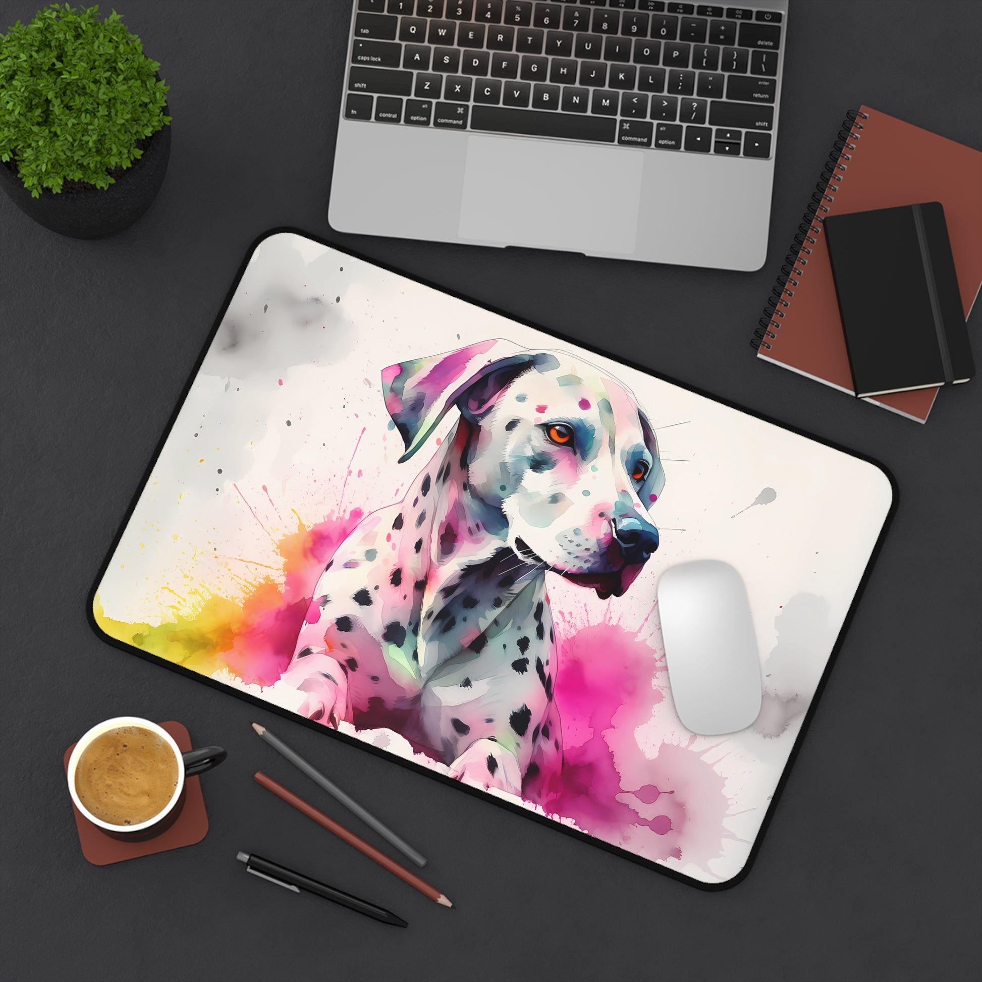 "Adorable Dalmatian Design Desk Mat - Protects desk from scratches and spills, adds charm to office decor"