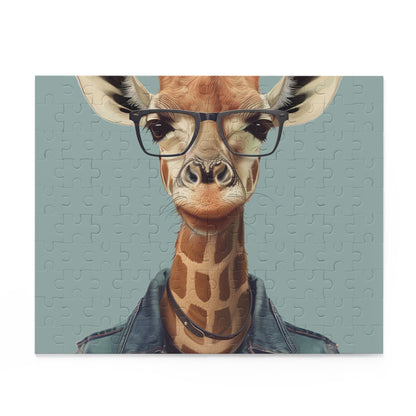 Giraffe Hipster Puzzle: Speckled Specs for trendy animal lovers and puzzle enthusiasts.