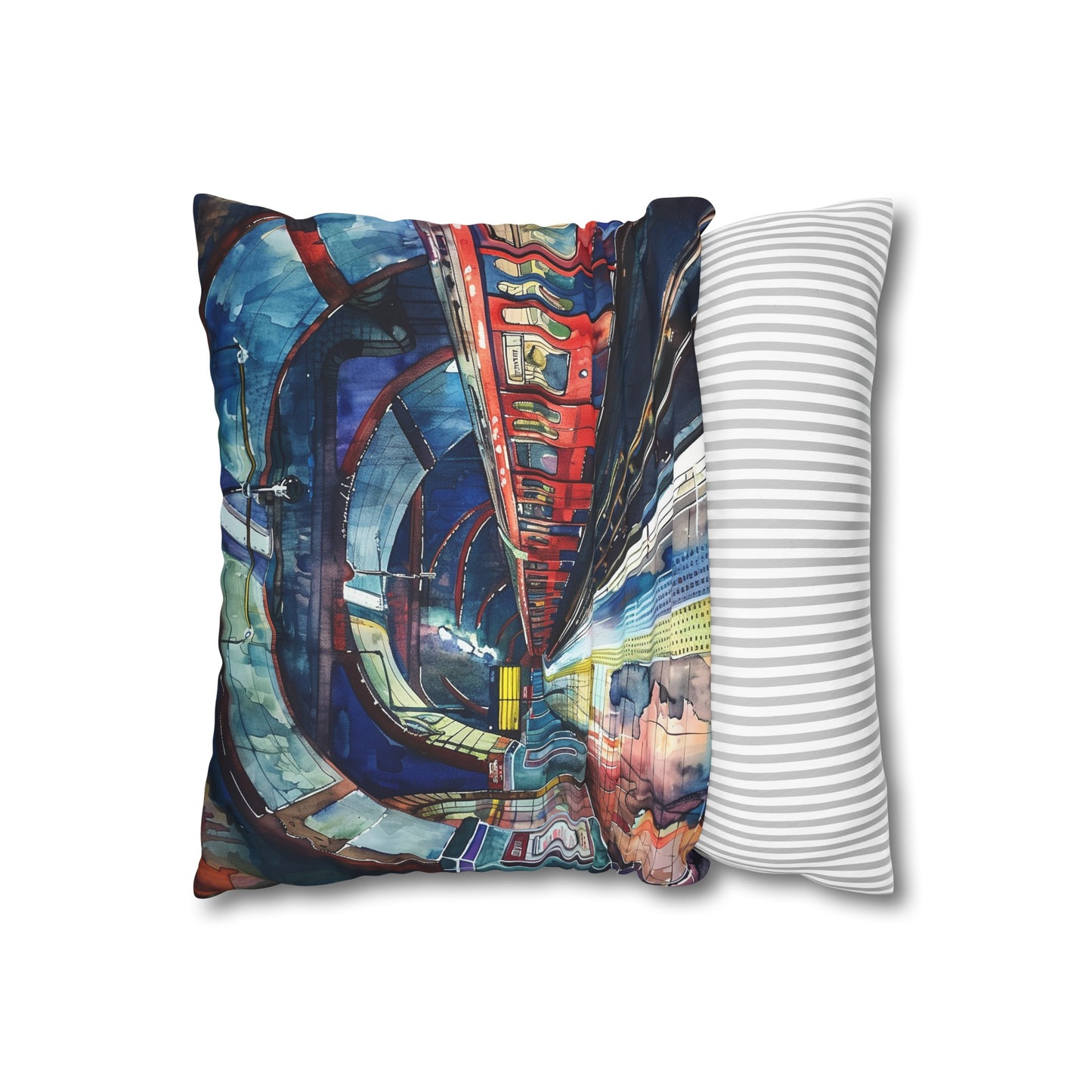 London Underground Watercolor Dreams Pillowcase - Vibrant and stylish urban adventure design for all seasons. Perfect gift!