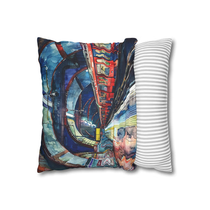 London Underground Watercolor Dreams Pillowcase - Vibrant and stylish urban adventure design for all seasons. Perfect gift!