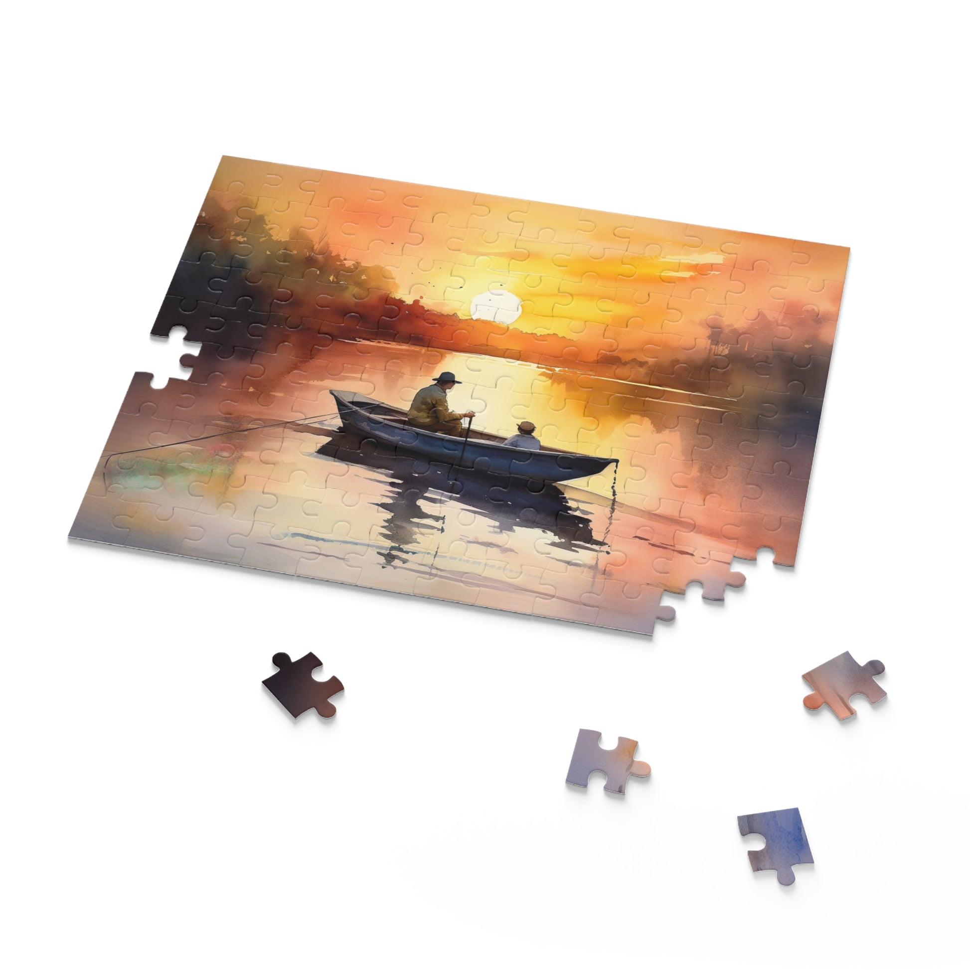 Vibrant Fisherman Sunset Jigsaw Puzzle - Relaxing Entertainment