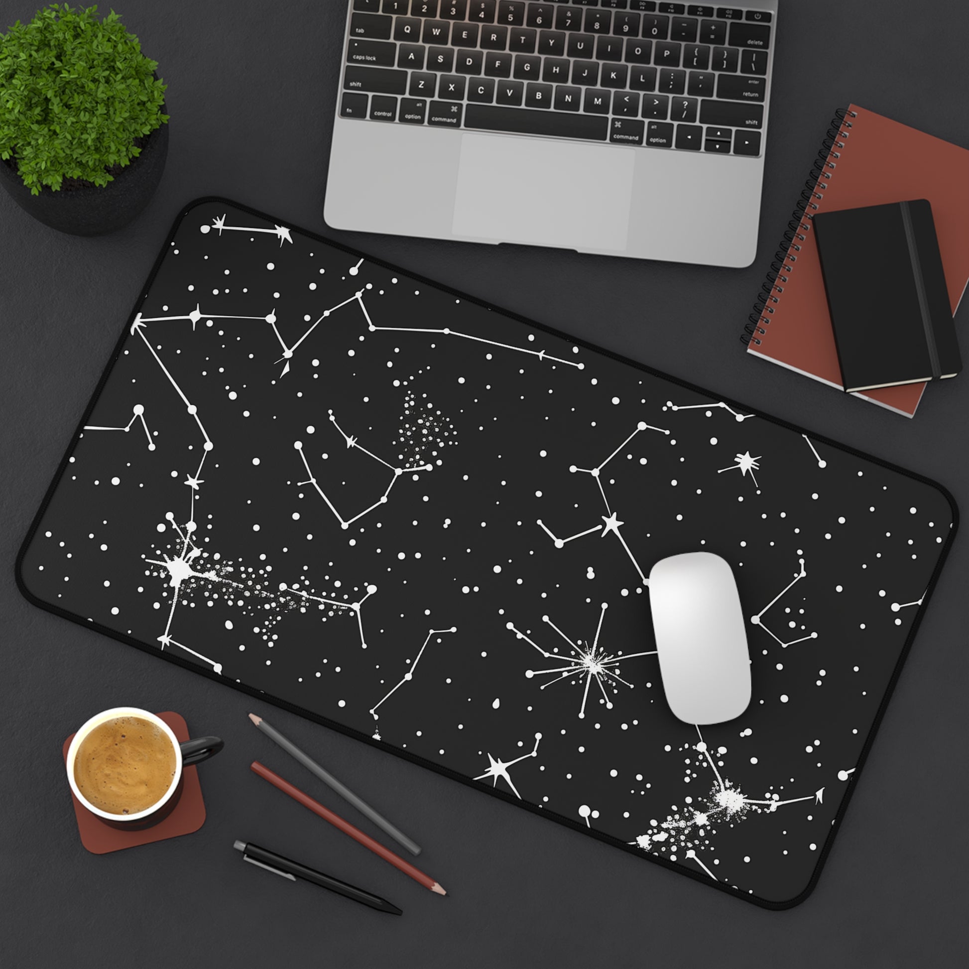 "Starry Night Desk Mat - Constellation Stars pattern for workspace beauty"