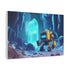 Robot Exploring Crystal Cave (Edition II) — Canvas Wall Art — Side Profile & Stretched Corner Detail