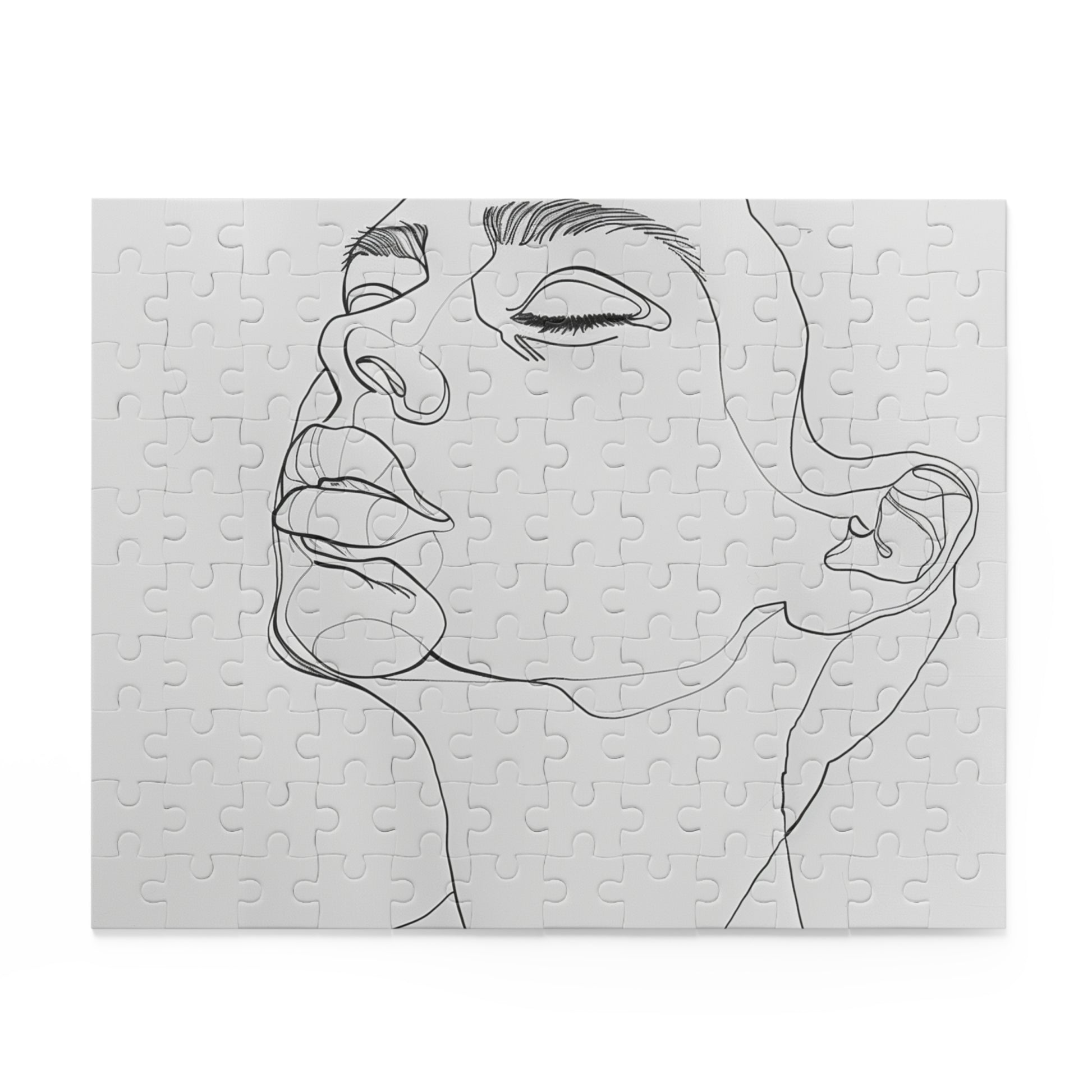 "Modern minimalist face art jigsaw puzzle for decor - Sleek design"