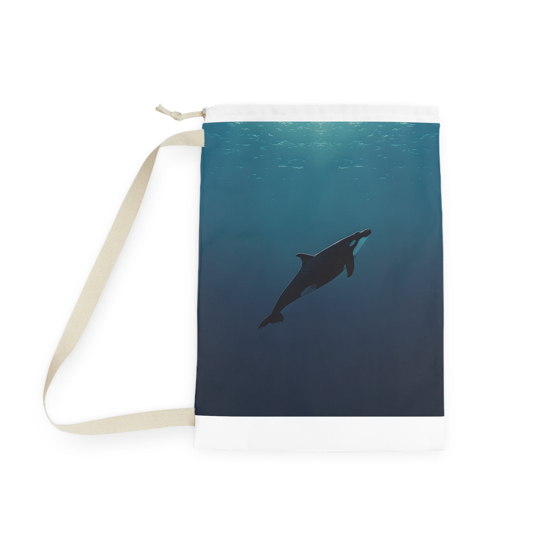 "Whale Ocean Laundry Bag - Stylish minimalist design for practical laundry organization"