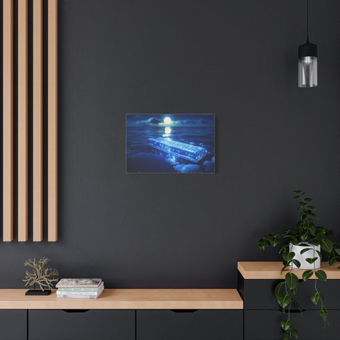 Glass Harmonica Floating in Moonlight Stretched Canvas Wall Art