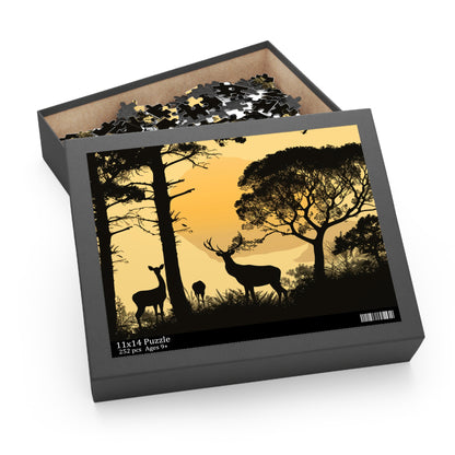 "Wildlife Silhouette Deer Jigsaw Puzzle - Perfect for animal lovers and nature enthusiasts, providing hours of entertainment"