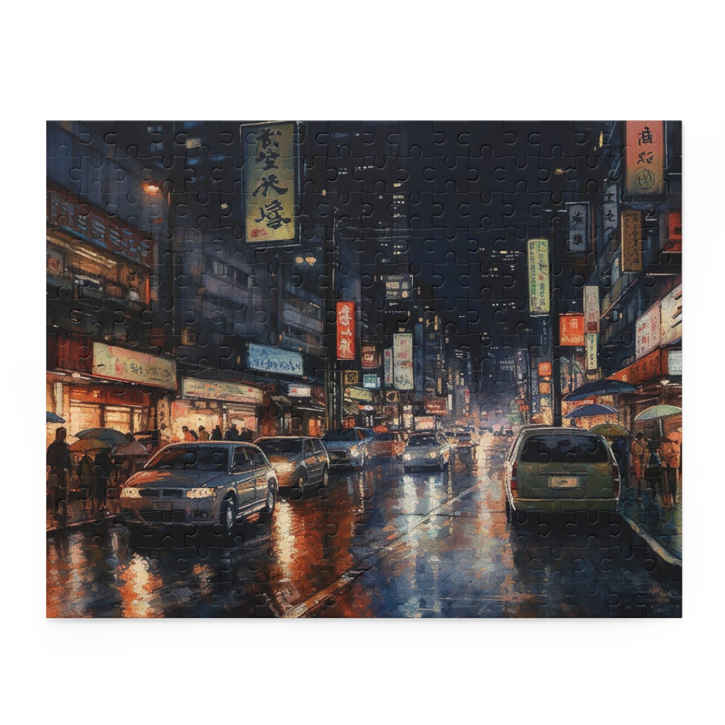 "Tokyo Nighttime Skyline Puzzle - Engaging jigsaw puzzle of vibrant city lights and famous landmarks in Tokyo at night"