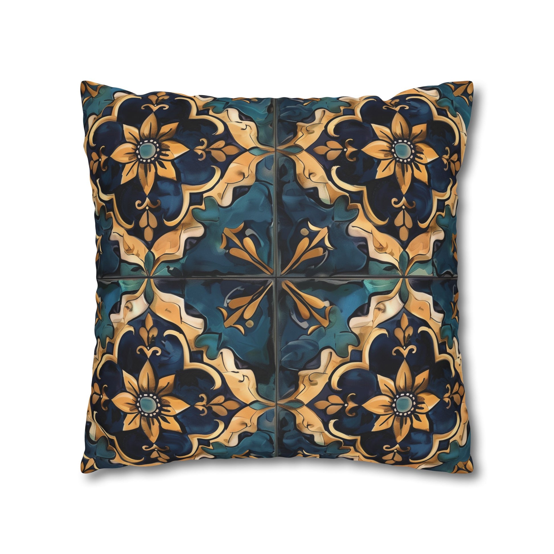 "Artisan Tiles Pillow Case - Elegant tile-inspired pattern for stylish bedroom decor"