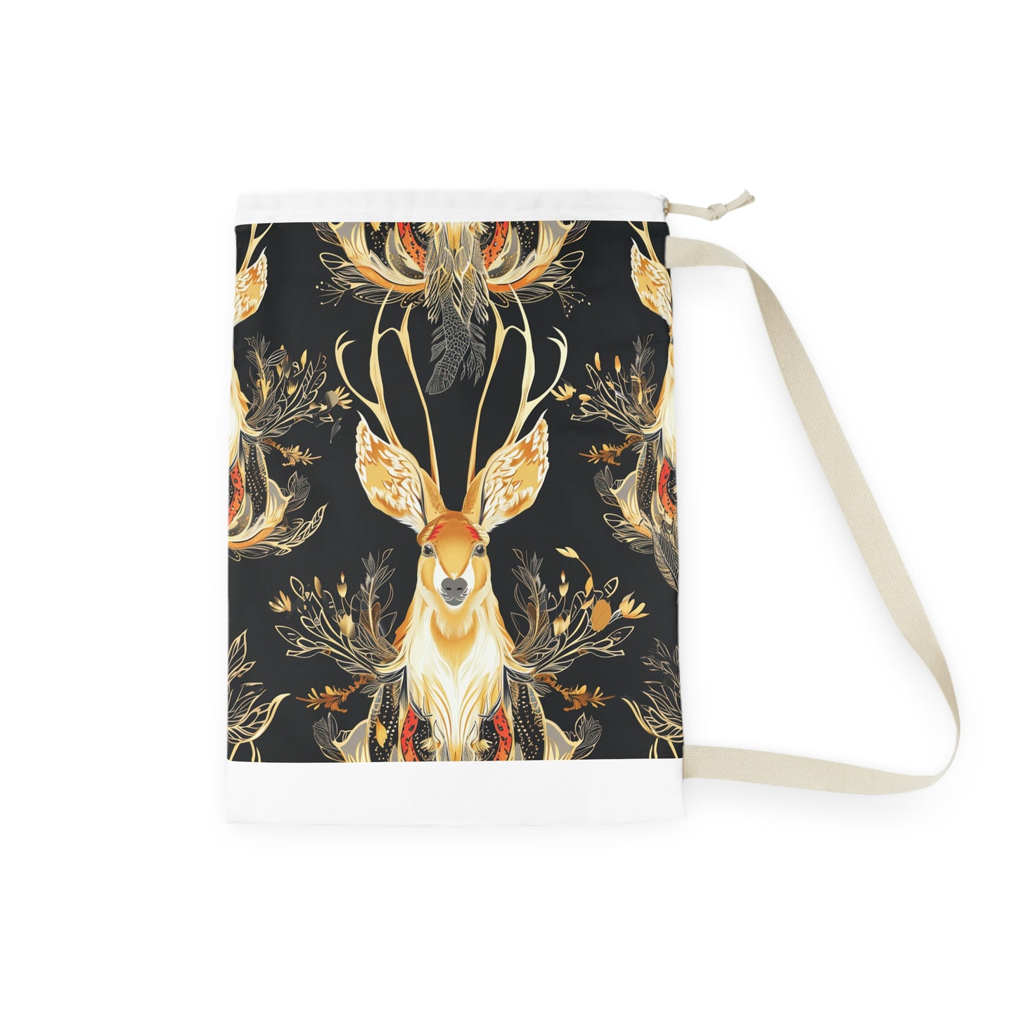 "Jackalope Fantasy Laundry Bag - Mythical pattern, durable, and spacious for stylish laundry transport"