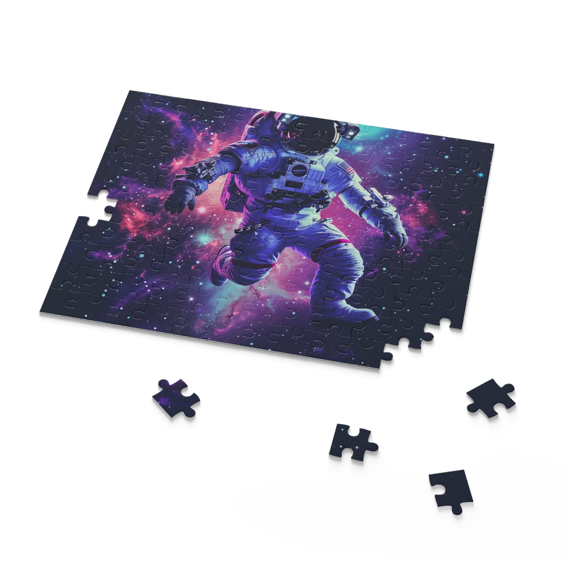 "Galactic astronaut jigsaw puzzle - Explore cosmos imagery in fun space-themed game"