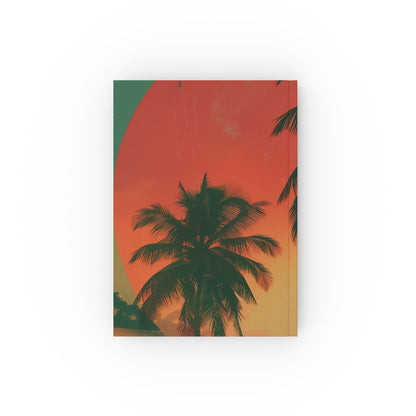 "Sunset Vibes Retro Beach Journal - Nostalgic palm tree design for capturing summer memories"