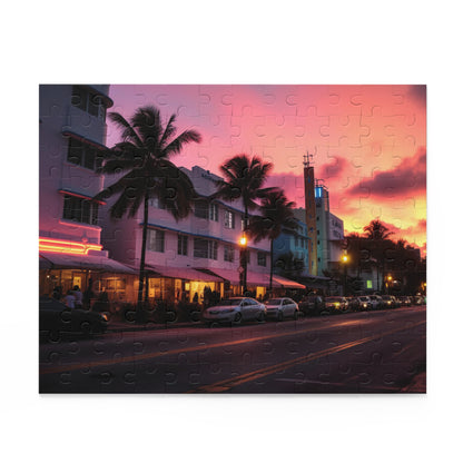 Vibrant Miami Skyline Sunset Jigsaw Puzzle - Perfect activity for a cozy evening or rainy day!