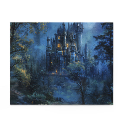 Moonlit Forest Castle Puzzle - Explore an enchanting fantasy world with this immersive jigsaw puzzle featuring a moonlit castle in a magical forest.