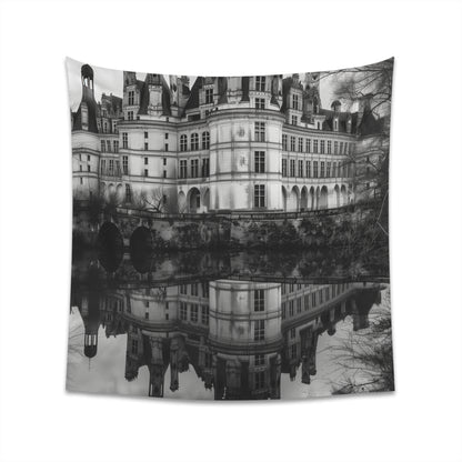 "Chambord's Splendor: French Renaissance Chateau Tapestry - High-Quality and Regal Décor for All Seasons - Available in 34" x 40" and 57" x 57" - Makes a Great Gift - Shop Now!"